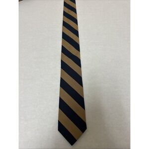 Vintage J. Crew Mens‎ Gold Blue Stripe Repp 100% Silk Neck Tie Made USA NWOT